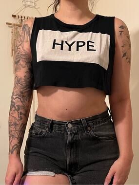 Hype Black and White Cropped Tank Top